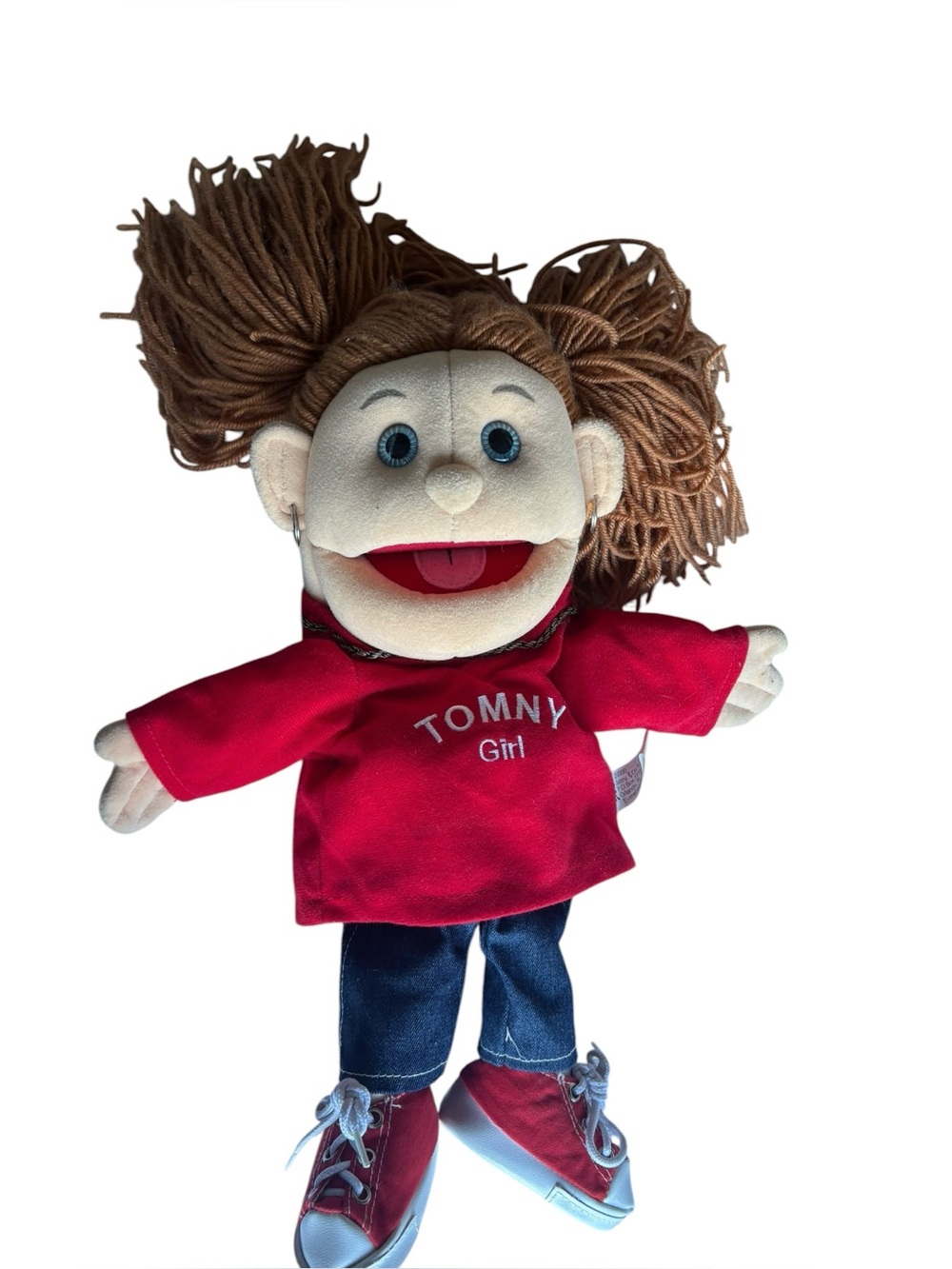 Sunny & Co Toys Hand Ventriloquist Puppet Show “Tomny Girl" Red Shirt 14" Schwag